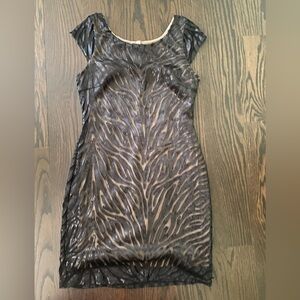 Bailey 44 Medium Sequin Dress Black Nude lining